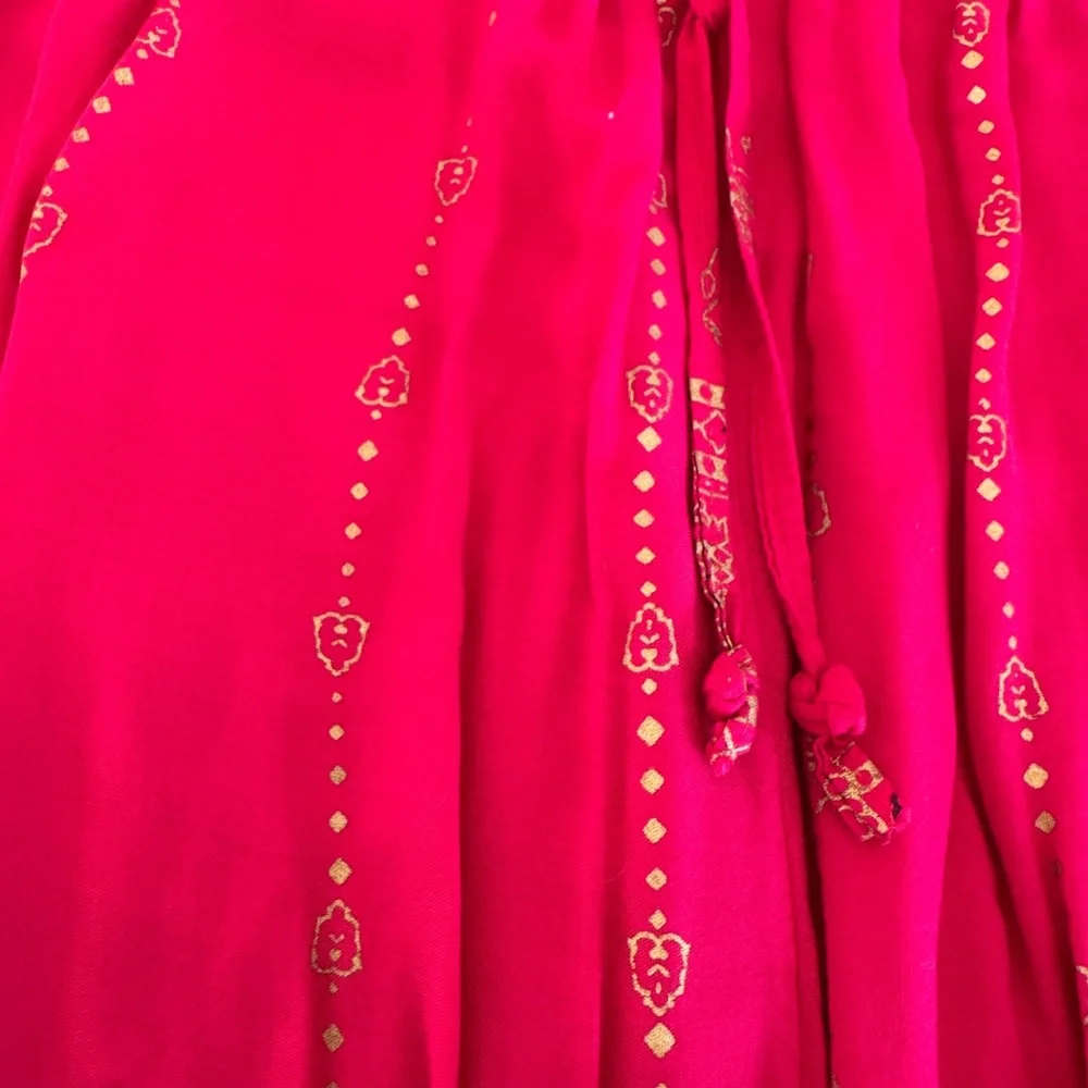 Vibrant Teal and Pink Boho Embroidered Pants - Picture 3 of 6